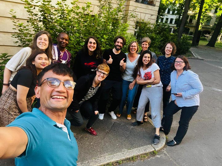 People smiling for a picture