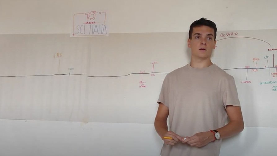 Simon standing in front of a blackboard.