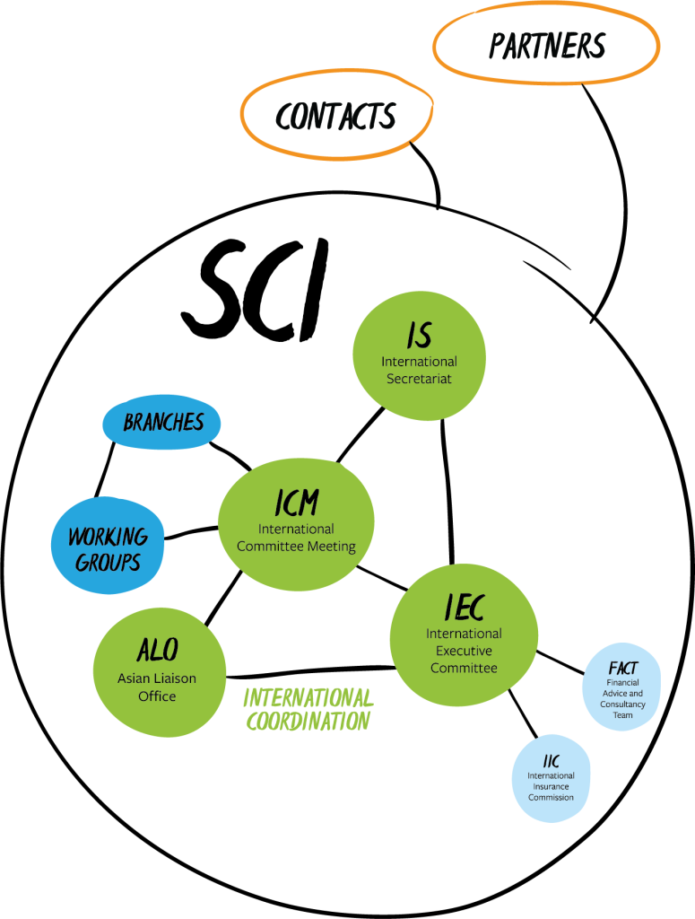 SCI international structure: ICM, IEC, IS, ALO, branches, working groups, partners and contacts