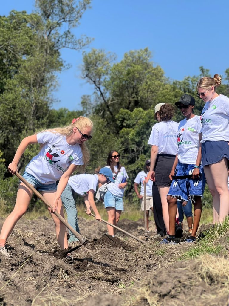 Volunteers digging