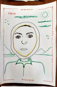 A drawing of Dalia's face