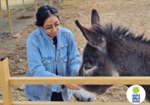 Ericka with a donkey