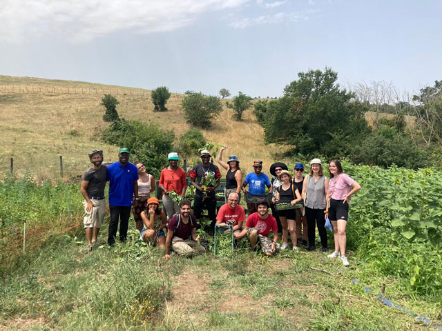 Group picture in a field