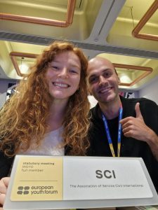 Tobias and Cristina, delegates of SCI to the European Youth Forum