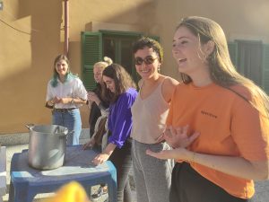 Young people laughing and working