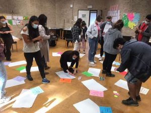 Participants playing a game