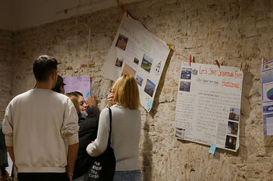People visiting an exhibition